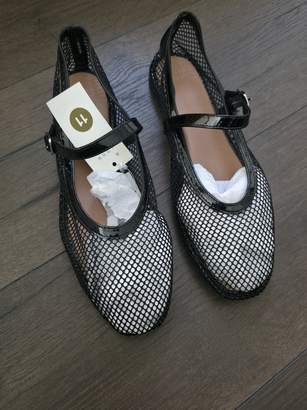 A New Day Black Mesh Mary Jane Flats - Sleek Women's Shoes - Picture 2 of 10